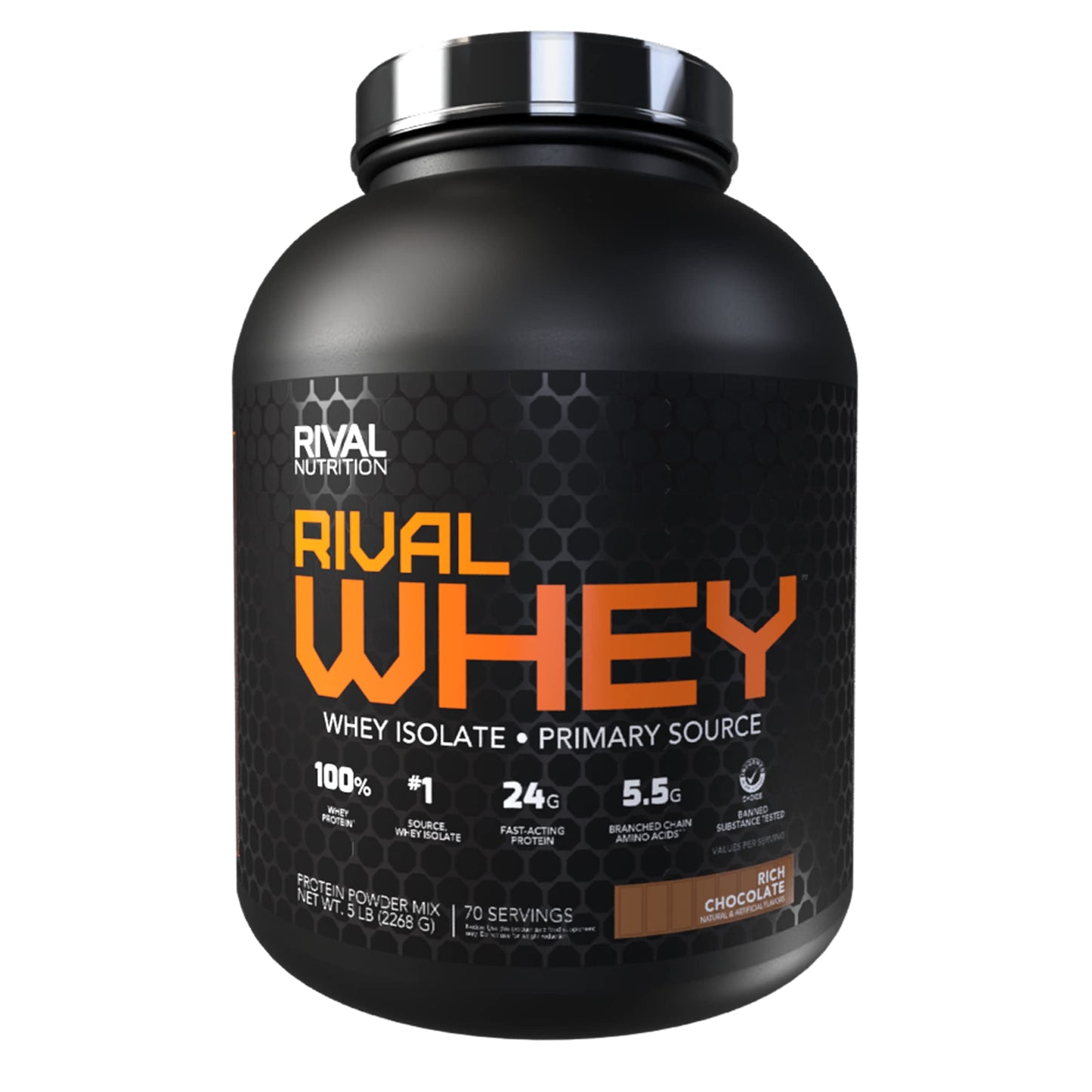 Rival Nutrition Rival Whey Rich Chocolate Protein Powder, 5 lb, 80 Servings
