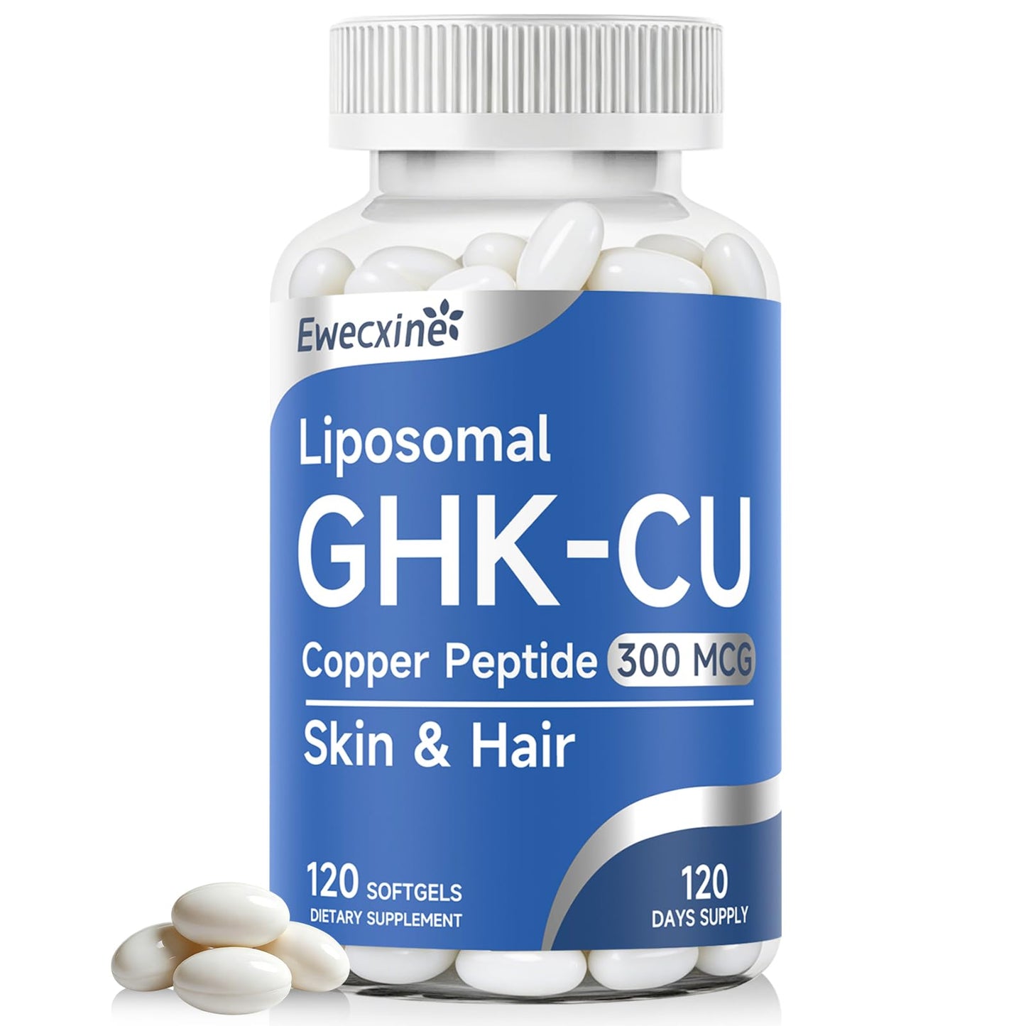 Ewecxine GHK-Cu Copper Peptide Supplement Softgels, 120 Count