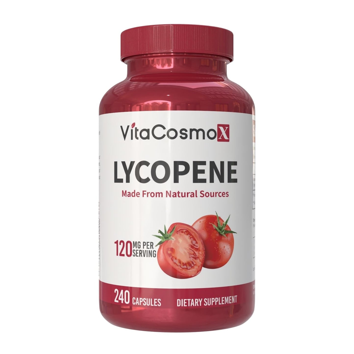 VitaCosmoX Lycopene 120mg Vegan Capsules, 240 Count