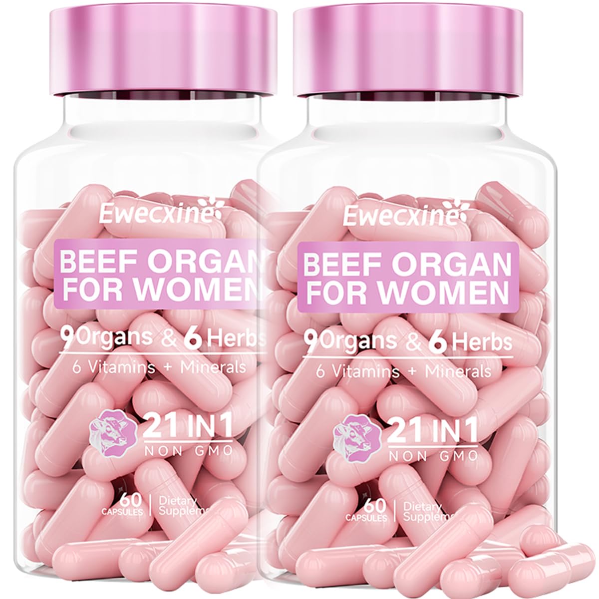 Ewecxine Beef Organ Supplement for Women, 9-Organ Formula Capsule, 120 Capsules