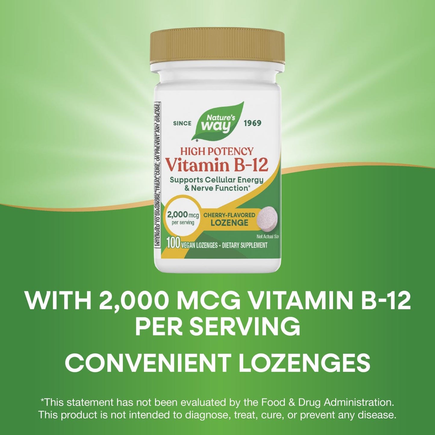 Nature's Way High Potency Vitamin B-12 Lozenges, 2,000 mcg per Lozenge, 100 Count