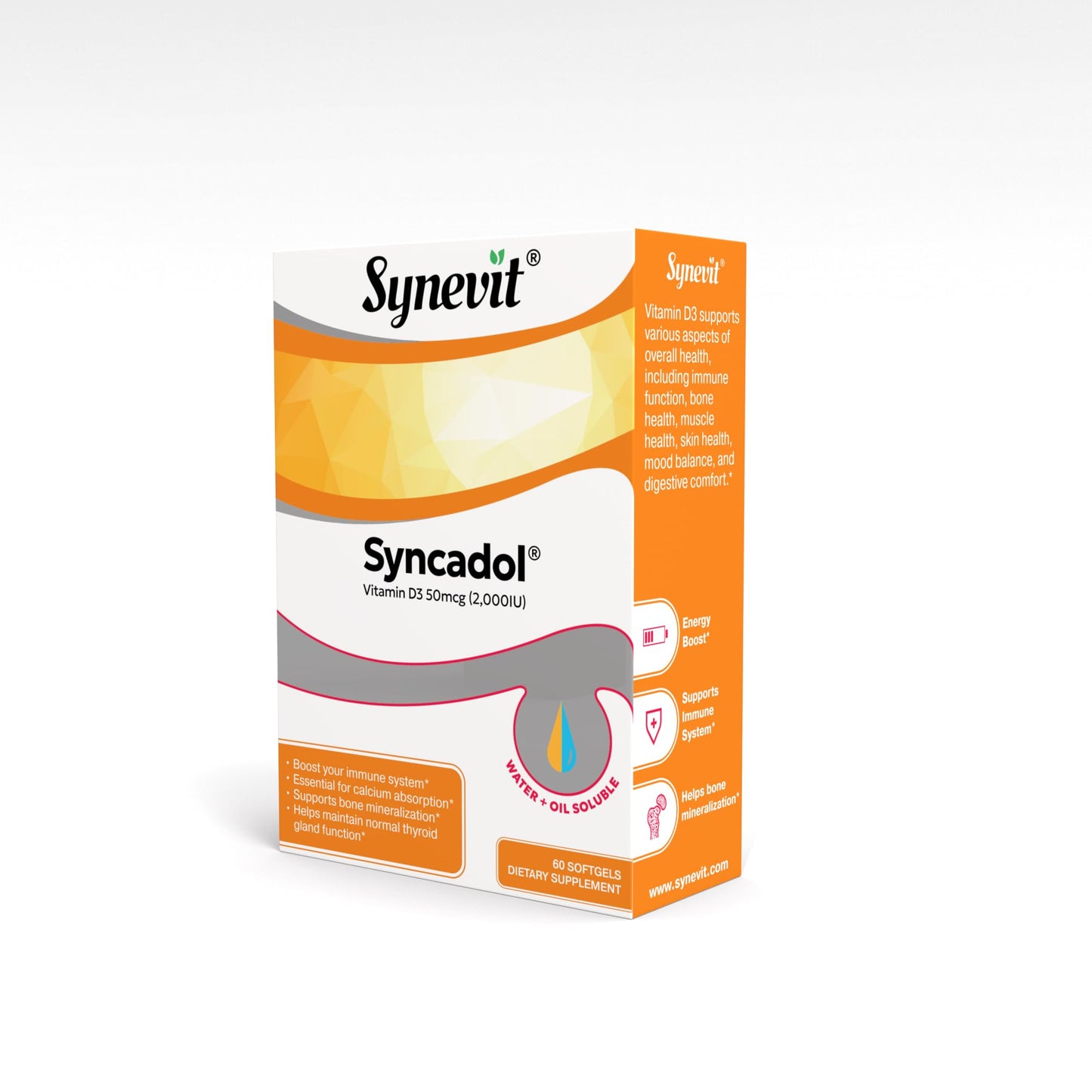 Synevit Syncadol Vitamin D3 Supplement Softgels 60 Count