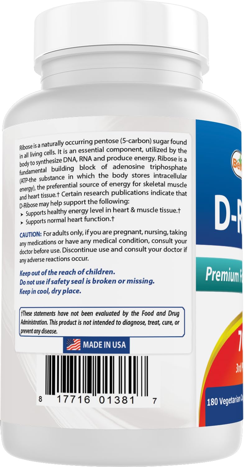Best Naturals D-Ribose 700mg, 180 Capsules