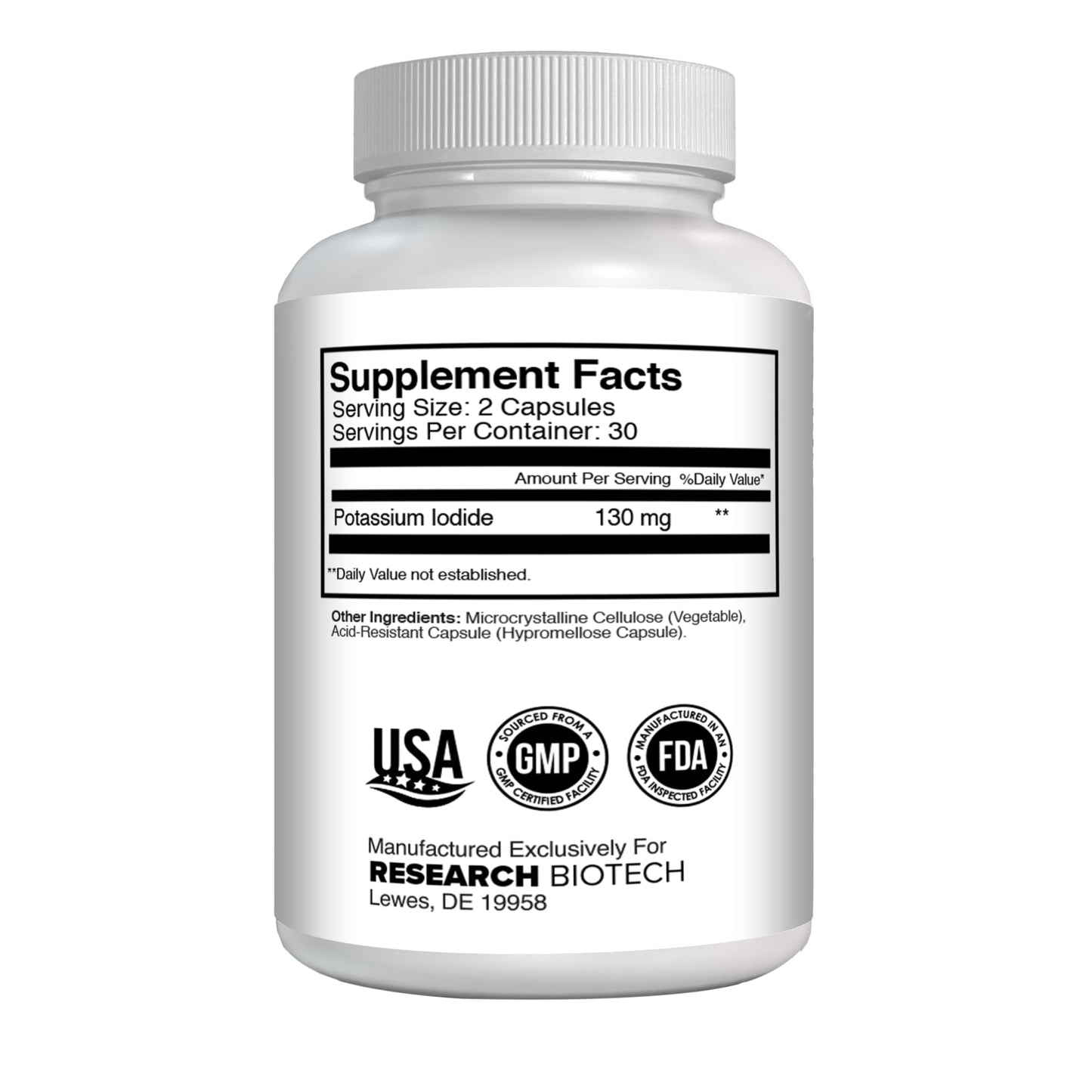 Research Biotech Group Potassium Iodide Supplement 130 mg 60 Capsules