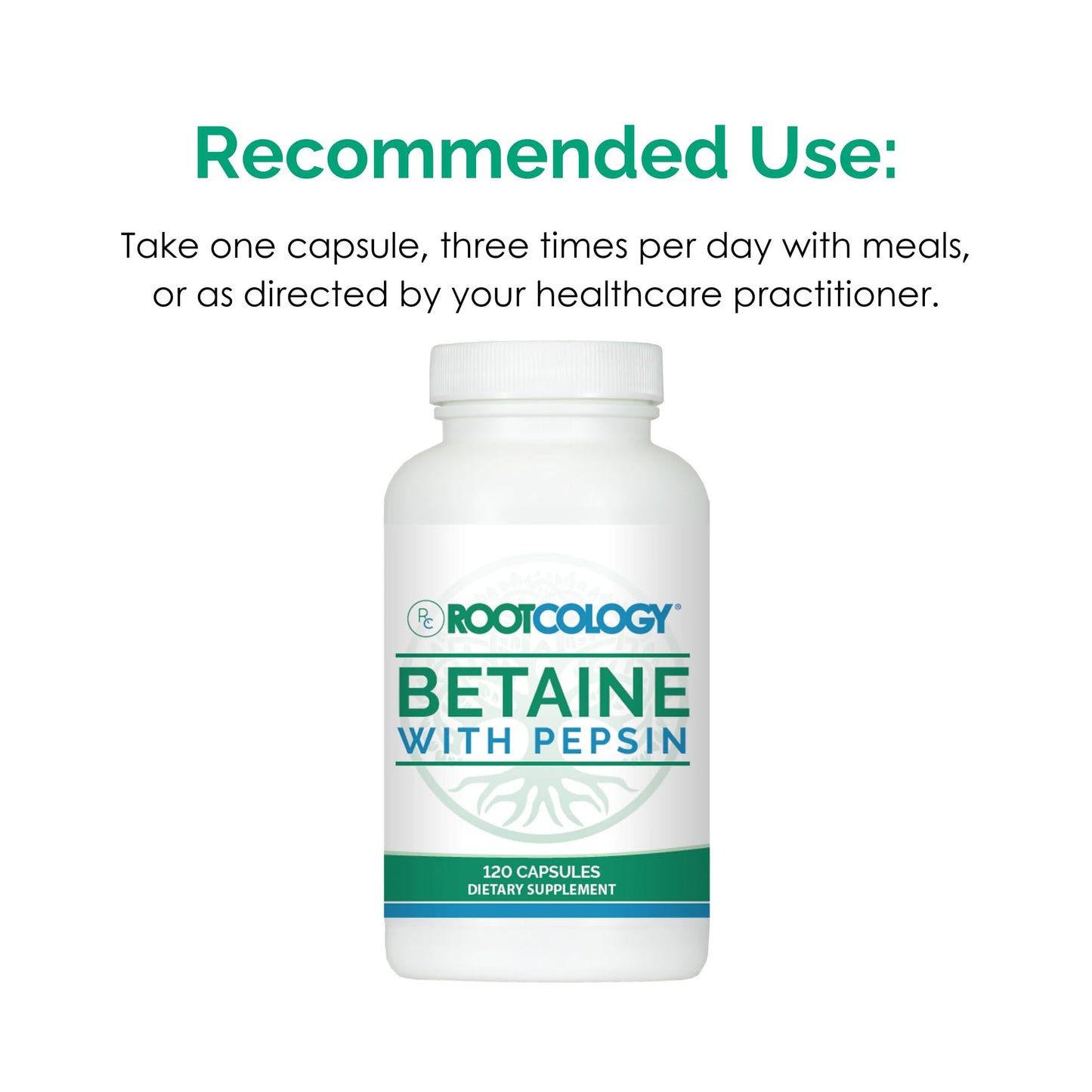 Rootcology Betaine with Pepsin Capsules 120 Count
