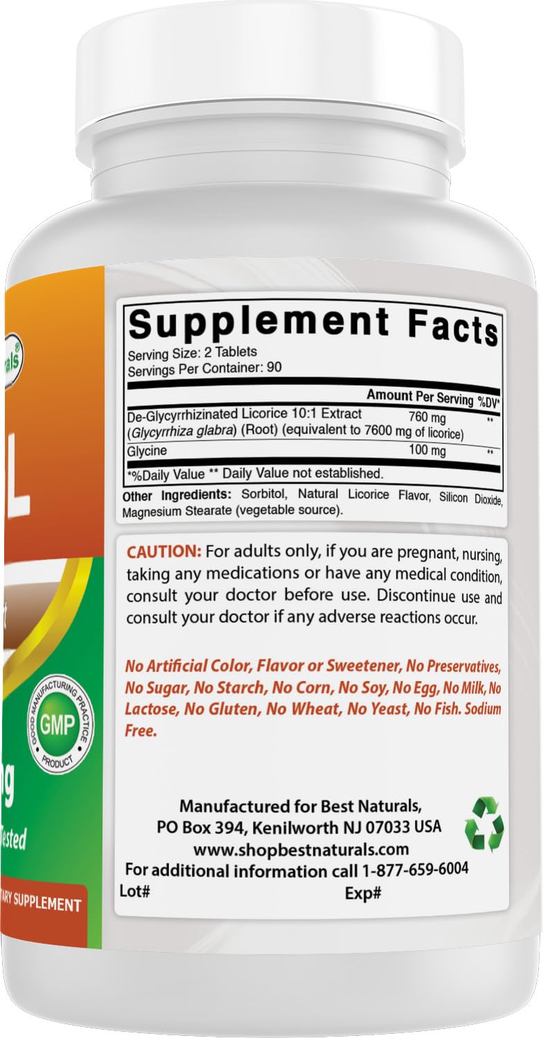 Best Naturals DGL Chewable 380 mg Tablet, 540 Tablets