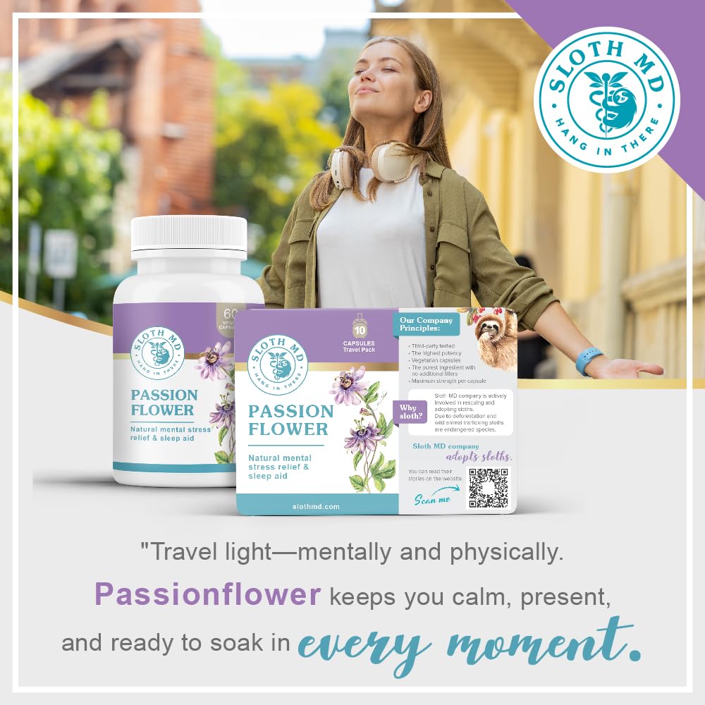 SLOTH MD Passion Flower Travel Pack – 500 mg (10:1 Extract) 10 Capsules