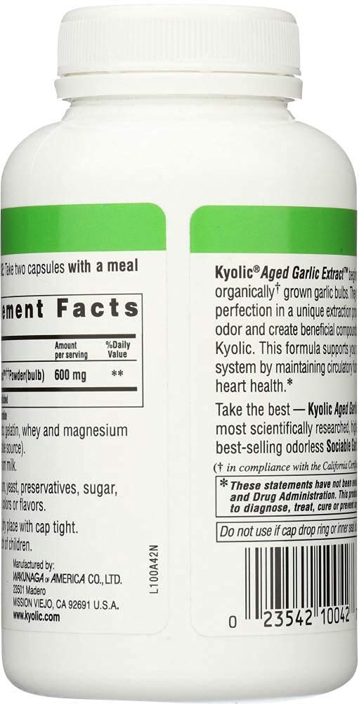 Kyolic Garlic Extract 100 Capsules, 200 Count