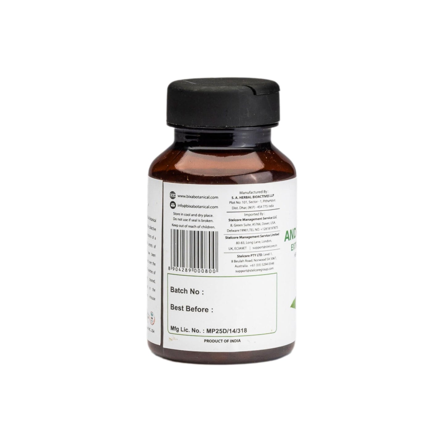bixa BOTANICAL Andrographis (Kalmegh) Veg Capsules 450mg 60 Count