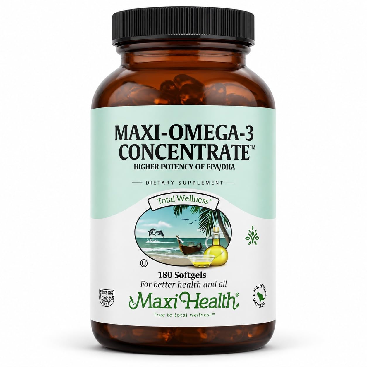 Maxi Health Fish Oil Omega 3 Supplements Capsules 180