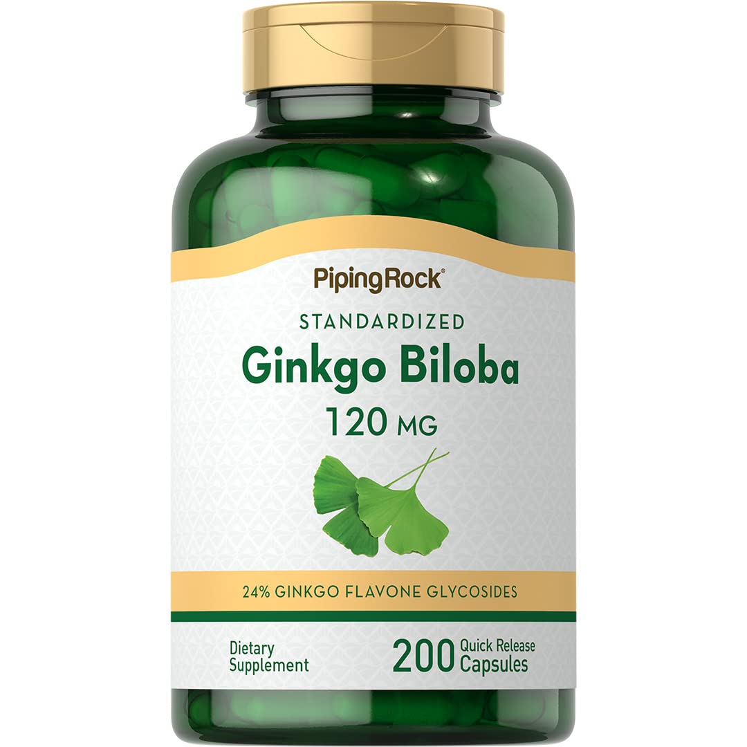 Piping Rock Ginkgo Biloba Supplement 120mg Capsules, 200 Count