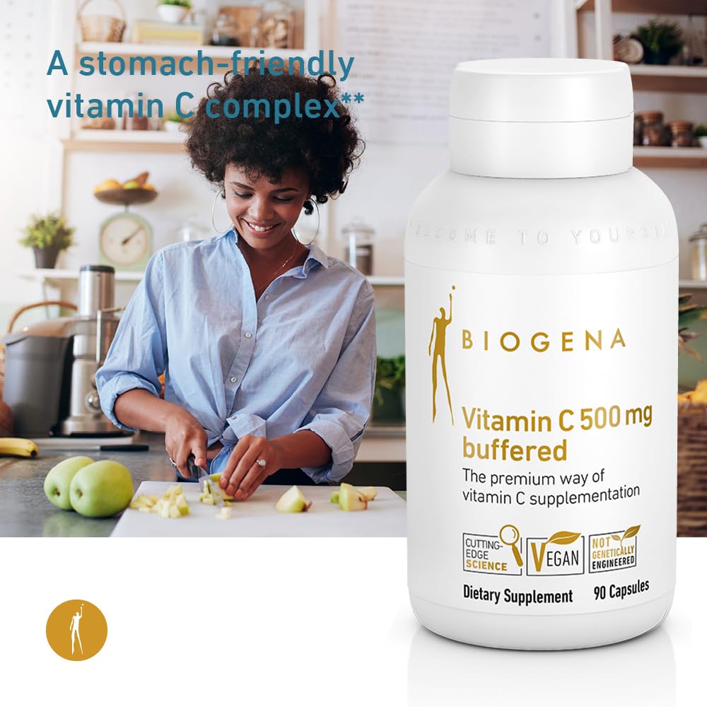 BIOGENA Vitamin C 500 mg Buffered Gold Capsules, 90 Capsules