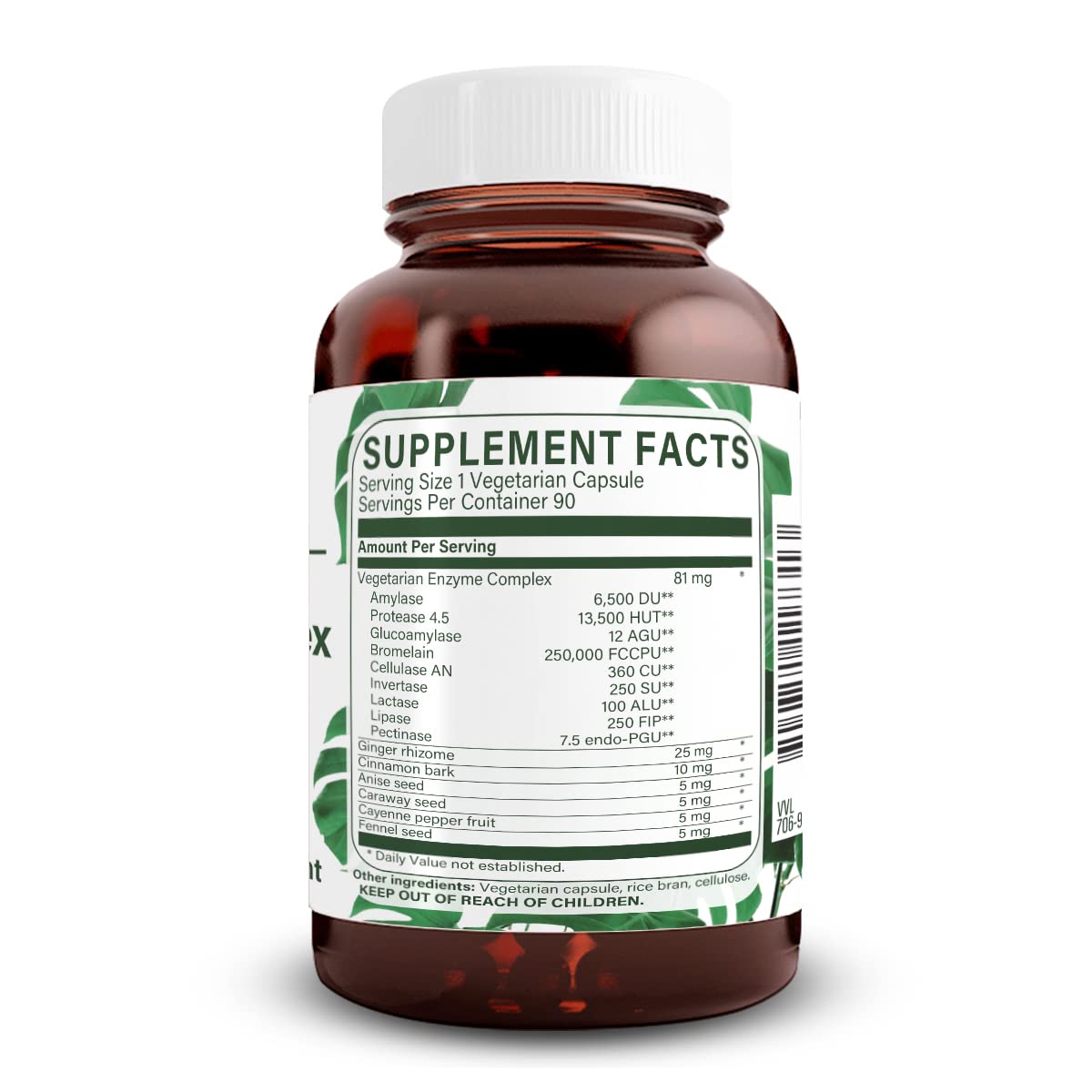 Natural Nutra Plant-Based Digestive Enzyme Complex Capsules 90