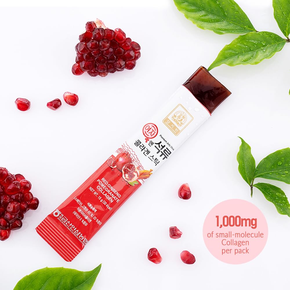 ZIOSTAND Korean Beauty Baekje Geumsan Women's Pomegranate Collagen Jelly Stick Gummy 6 Count