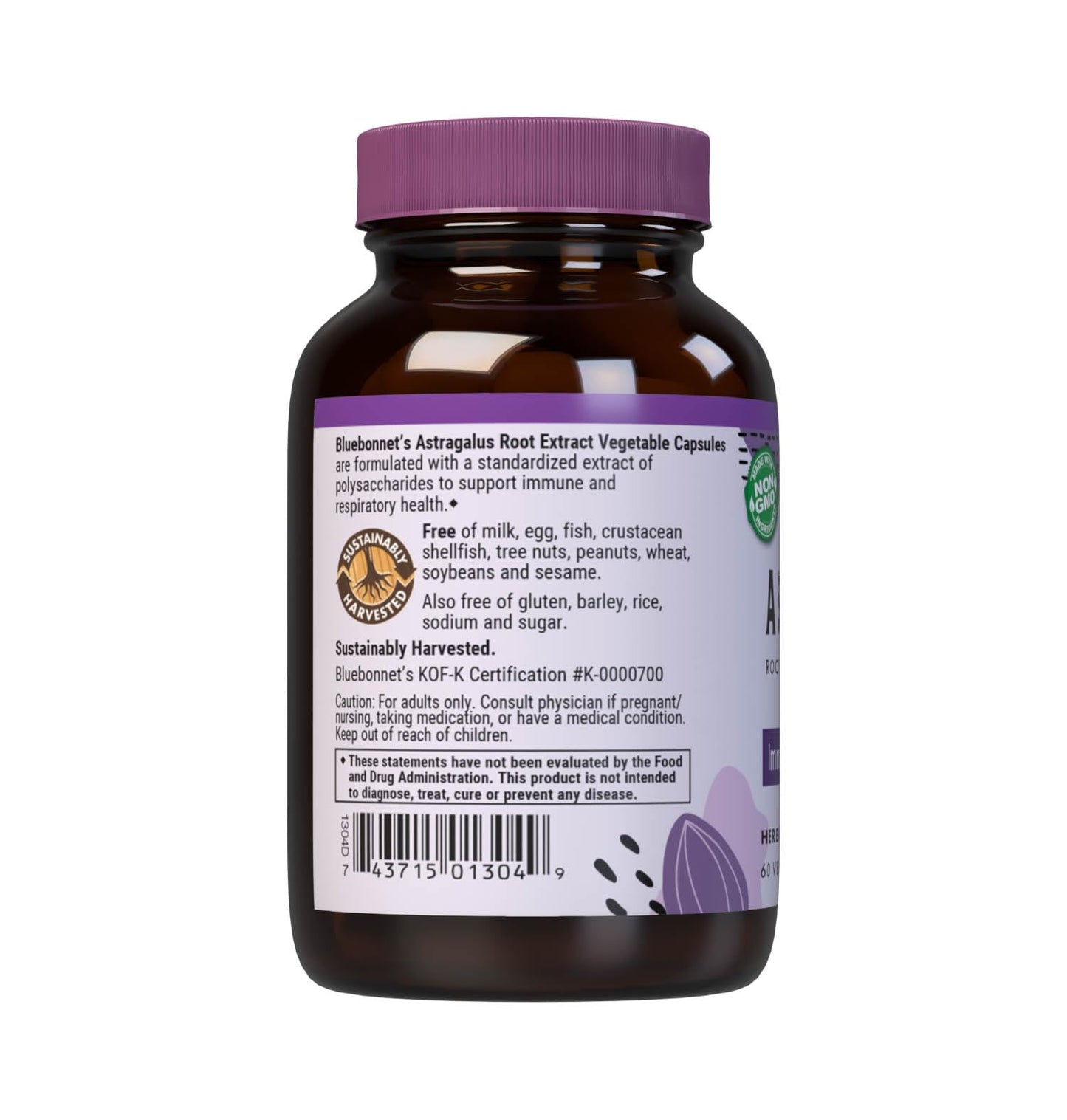BlueBonnet Astragalus Root Extract Supplement Capsules, 60