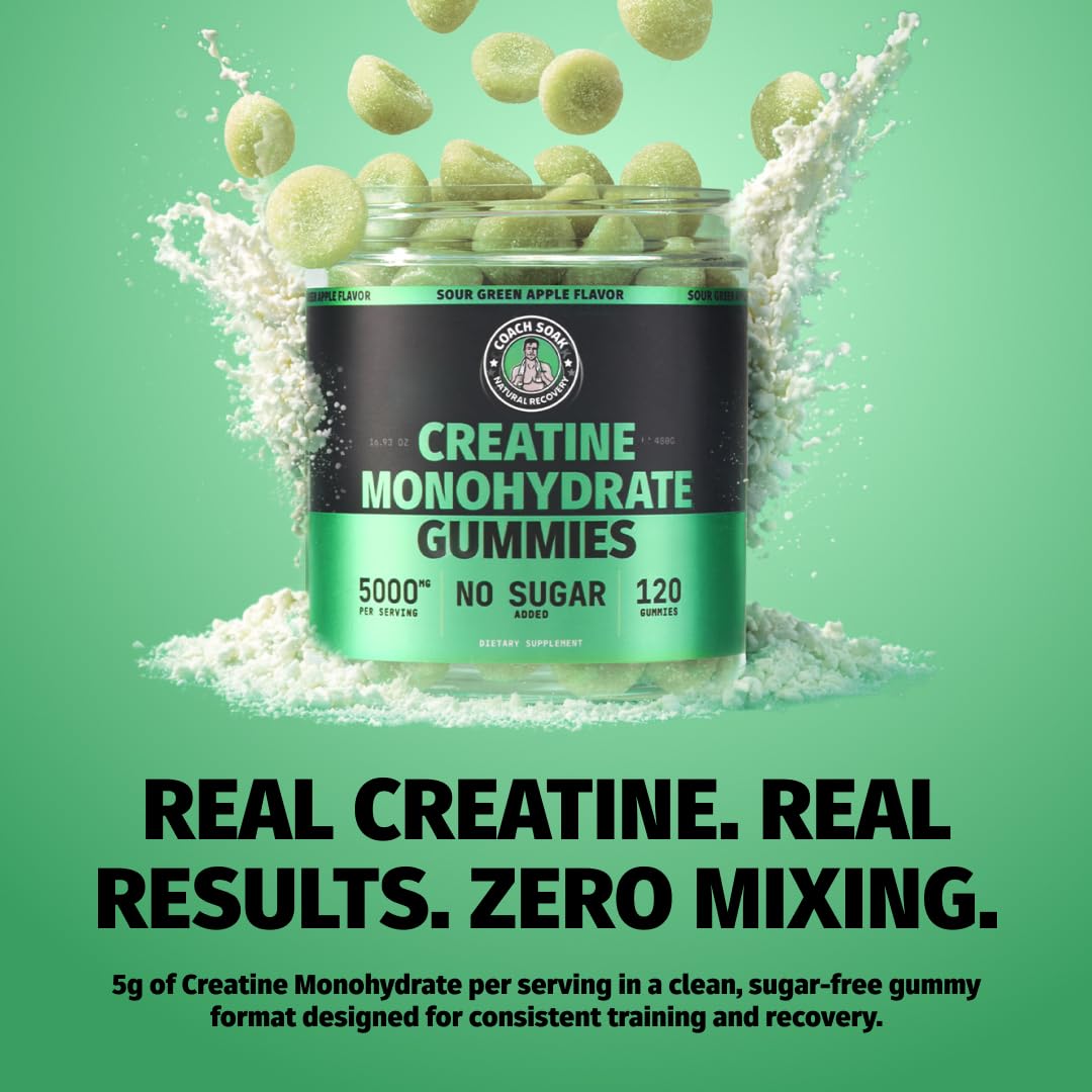 Coach Soak Creatine Monohydrate Gummies 5g Dose, 120 ct
