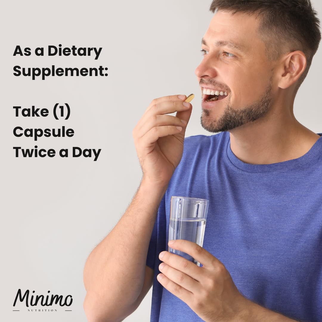 Minimo Nutrition Organic Ashwagandha 1300mg Capsules with Organic Black Pepper for Absorption, Stress, Focus, and Energy Support, 60 Capsules