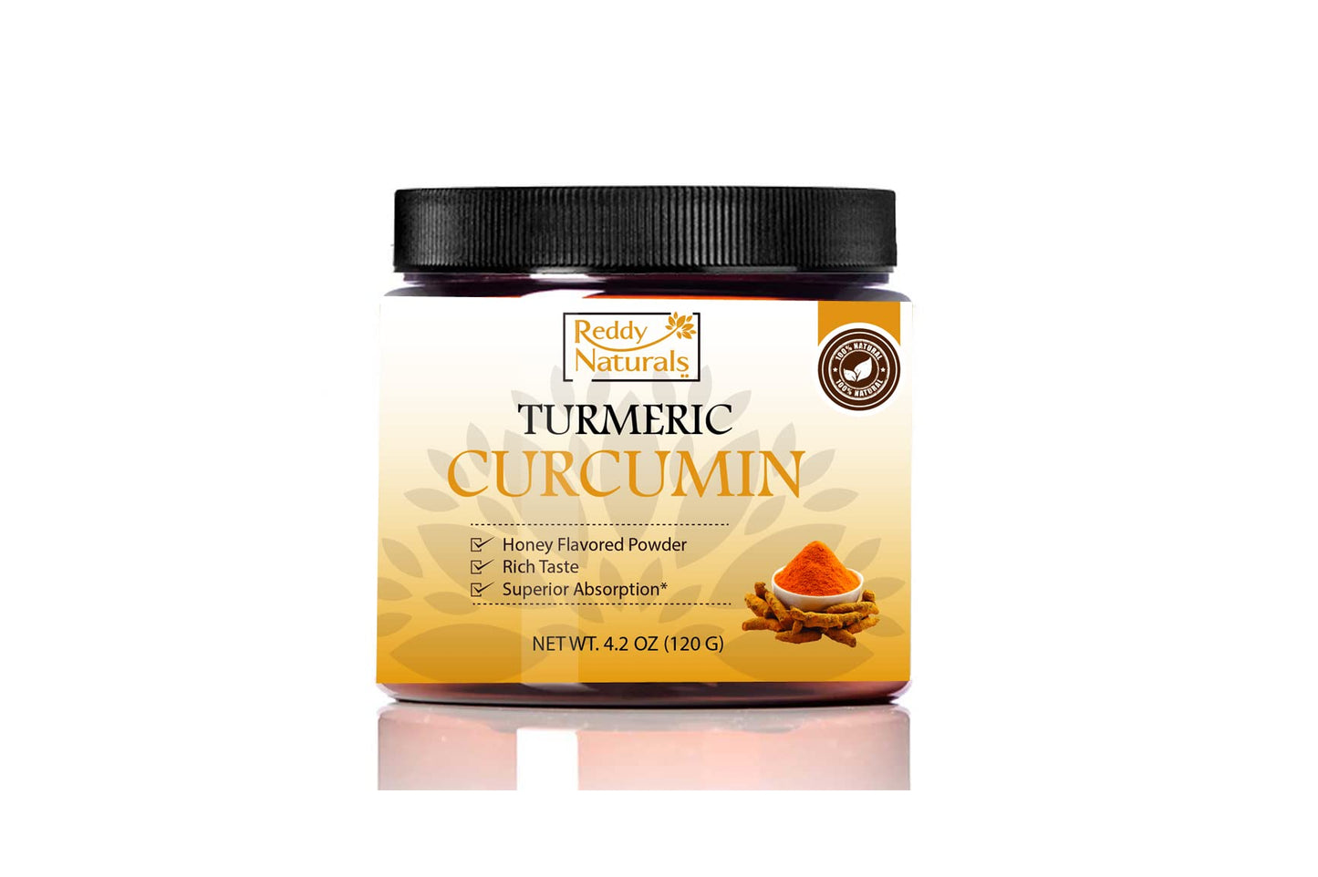 Reddy Naturals Turmeric Curcumin with Black Pepper Piperine – 95% Curcuminoids – Honey Flavored – Joint & Mobility Support – Gluten-Free Non-GMO – 4.2 oz Powder