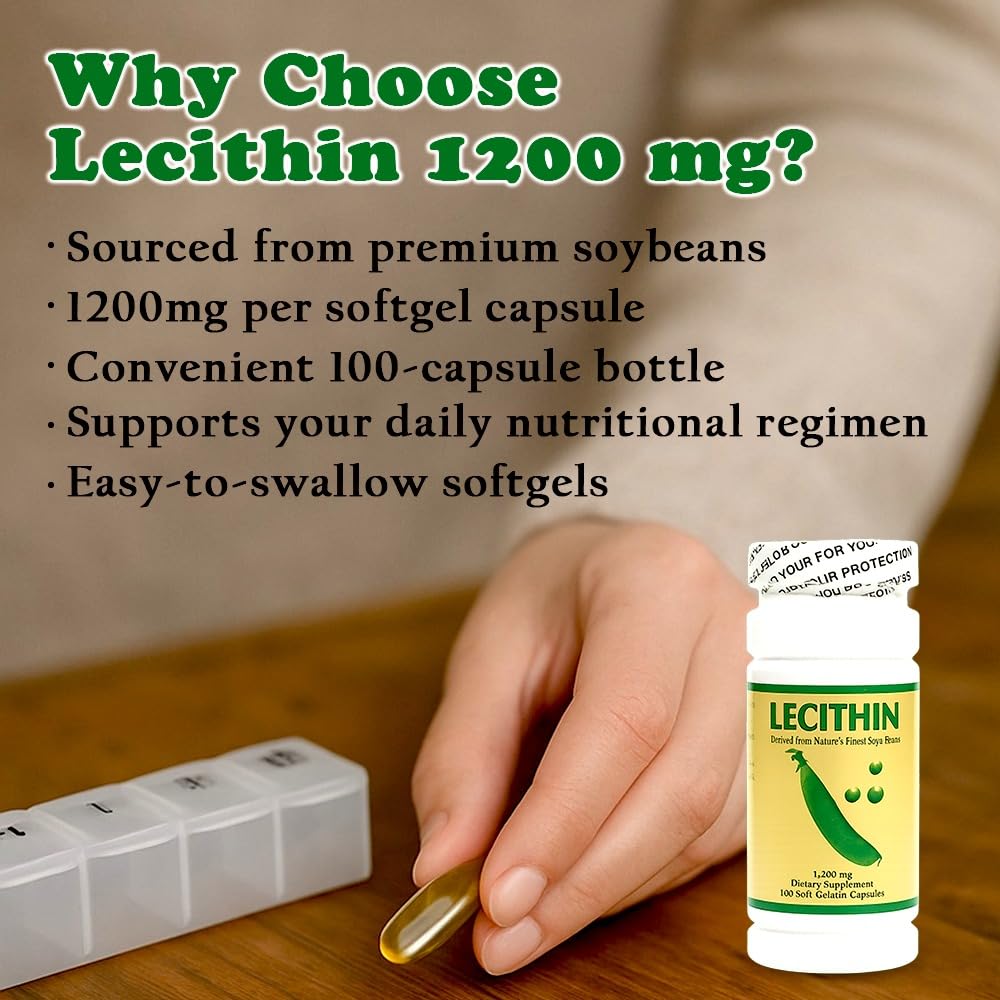NCB NCB TECHNOLOGY Soy Lecithin 1,200 mg Non-GMO Capsule, 100 Capsules