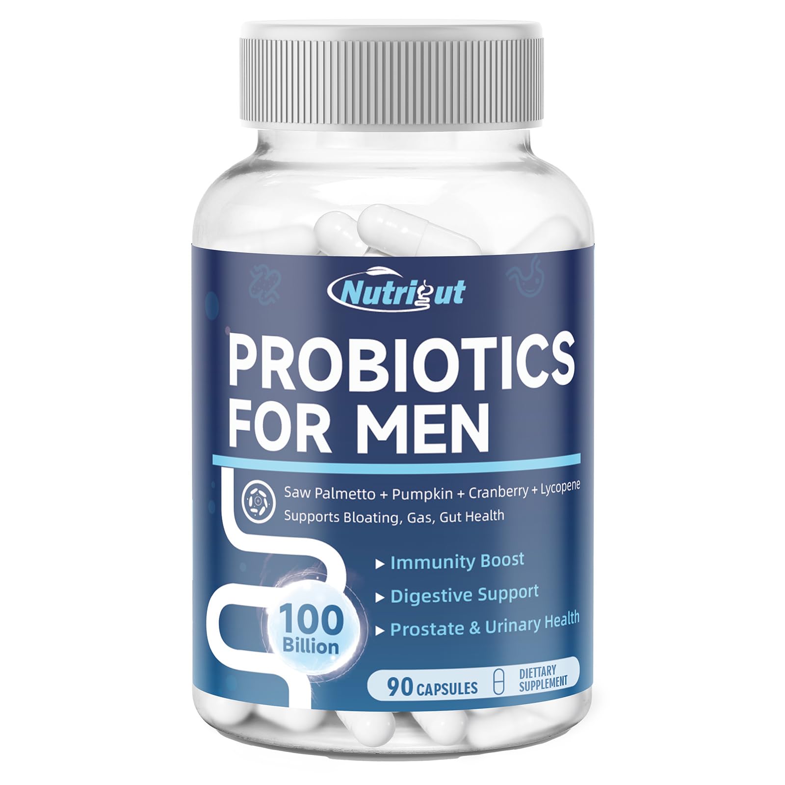 NutriGut Mens Probiotics For Gut Health, 90 Capsules