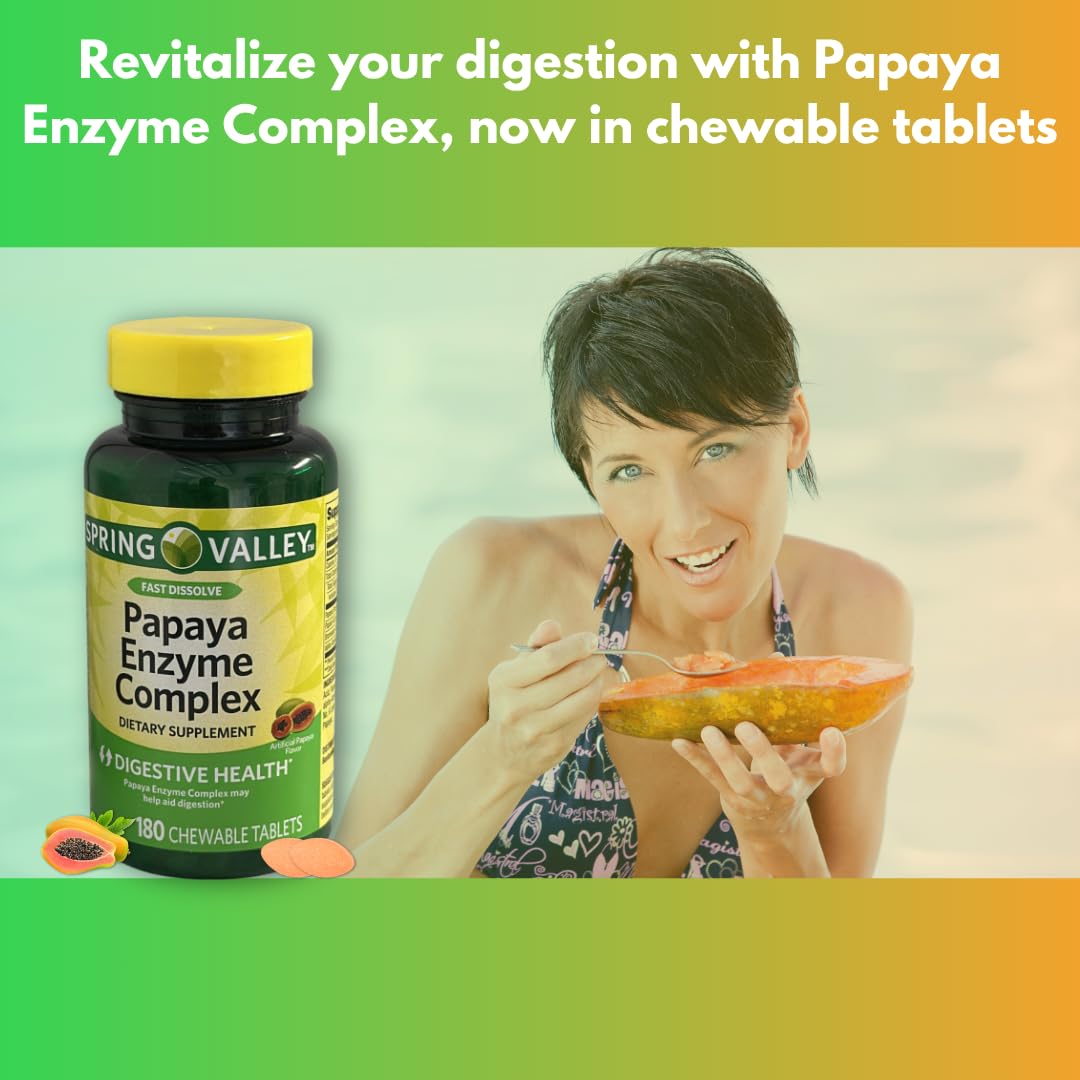 FUSION SHOP STORE Papaya Enzyme Chewable Tablets Complex, 180 Tablets