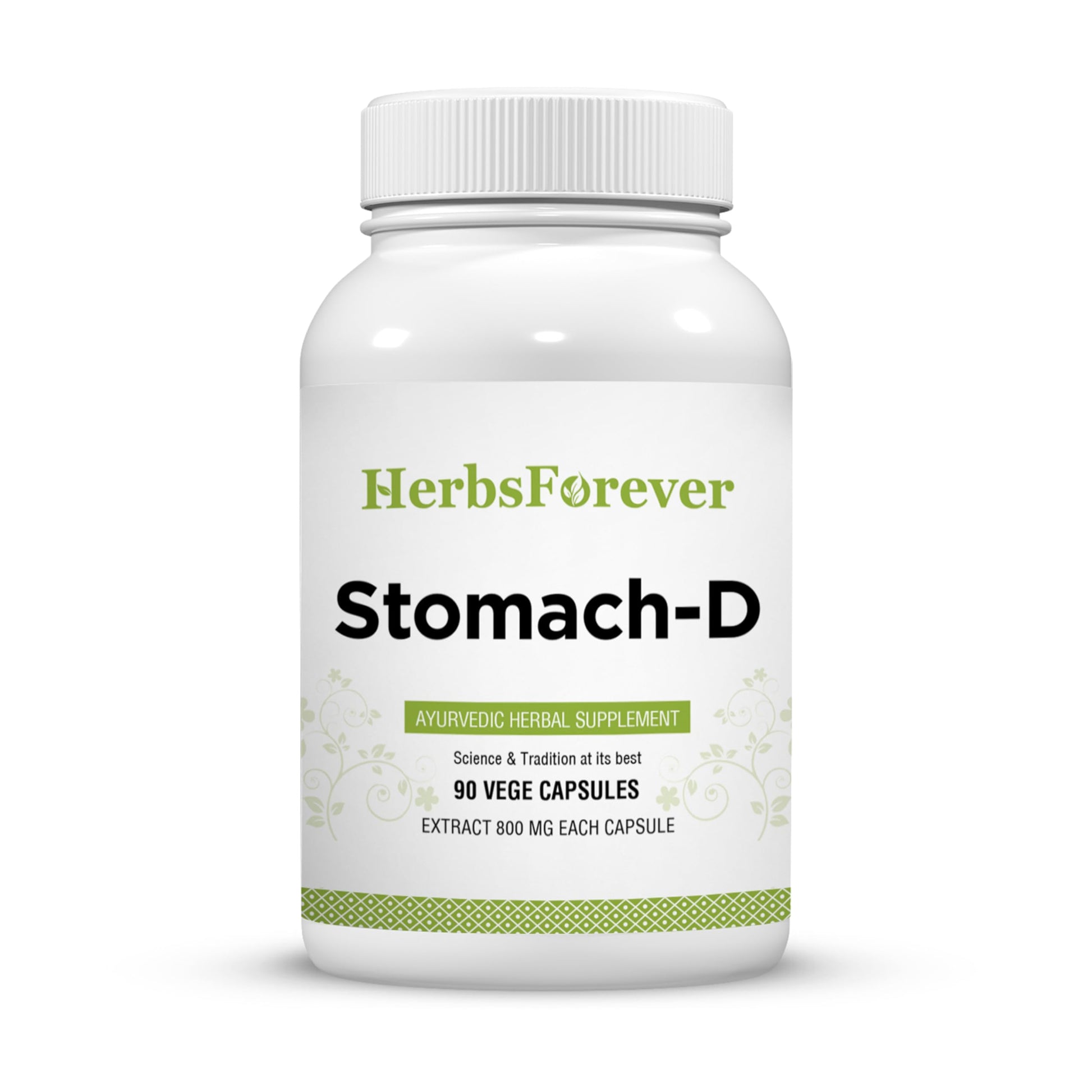 Herbsforever Stomach D-Supports Digestive & Gut Health Veg Capsules, 90 Count