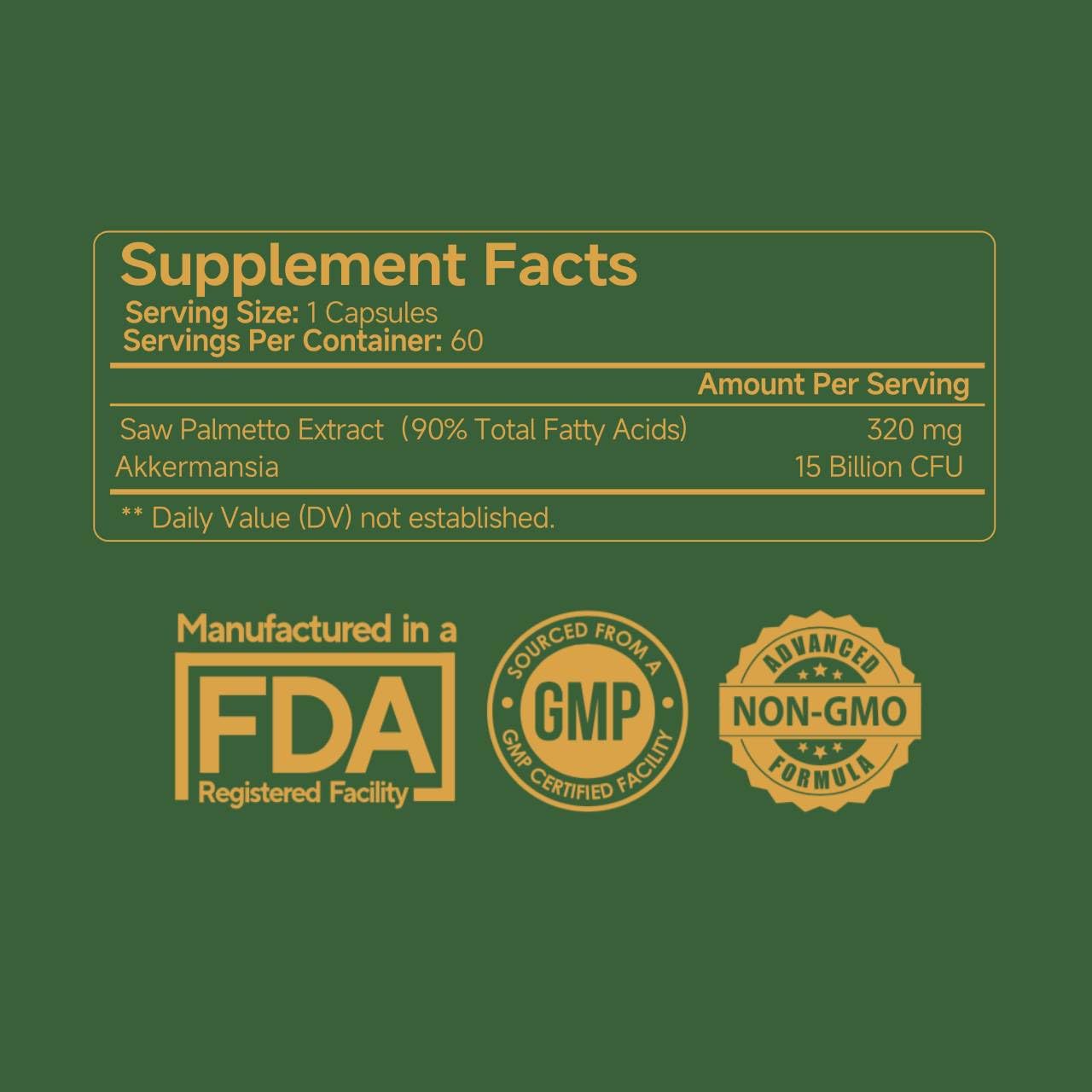 AOVITAO Saw Palmetto Extract with AKK Probiotics Capsules, 60 Capsules