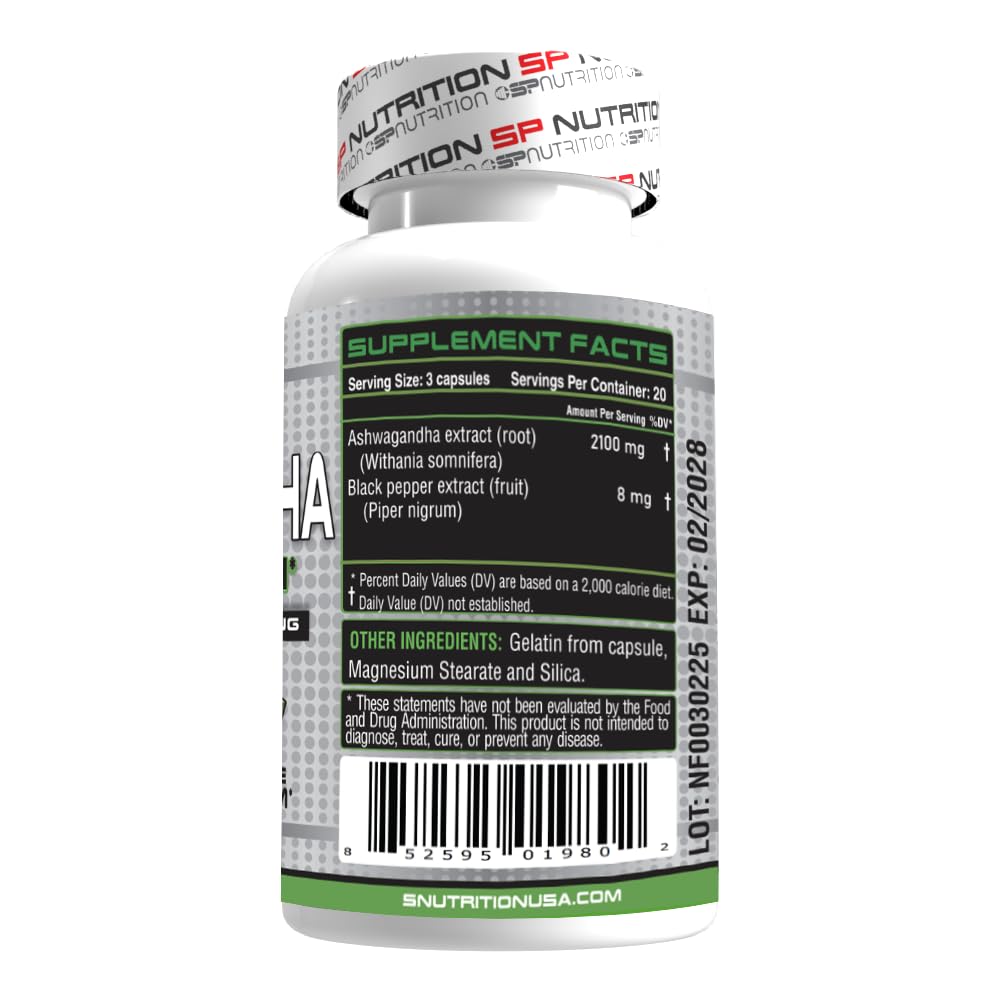 S Nutrition Ashwagandha Extra Strength Supplement Capsules, 120 Capsules
