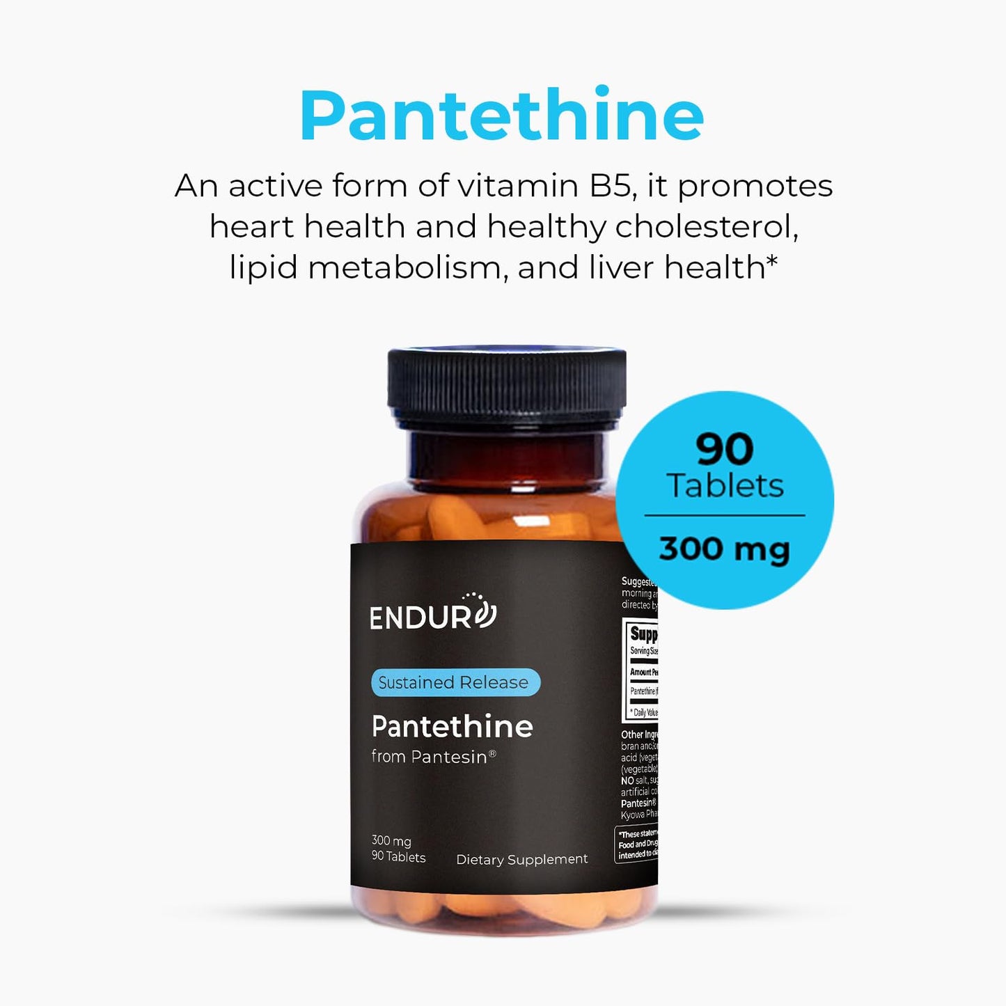 Endurance Products Endur Pantethine from Pantesin, Tablet, 90 Tablets
