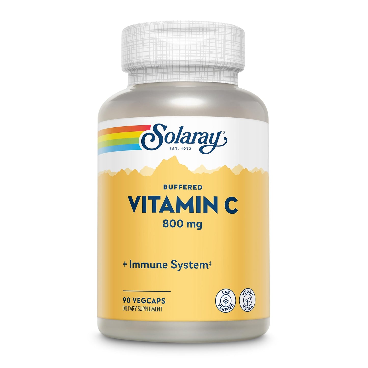 Solaray Buffered Vitamin C 800mg with Rose Hips & Acerola Capsules 90 Count