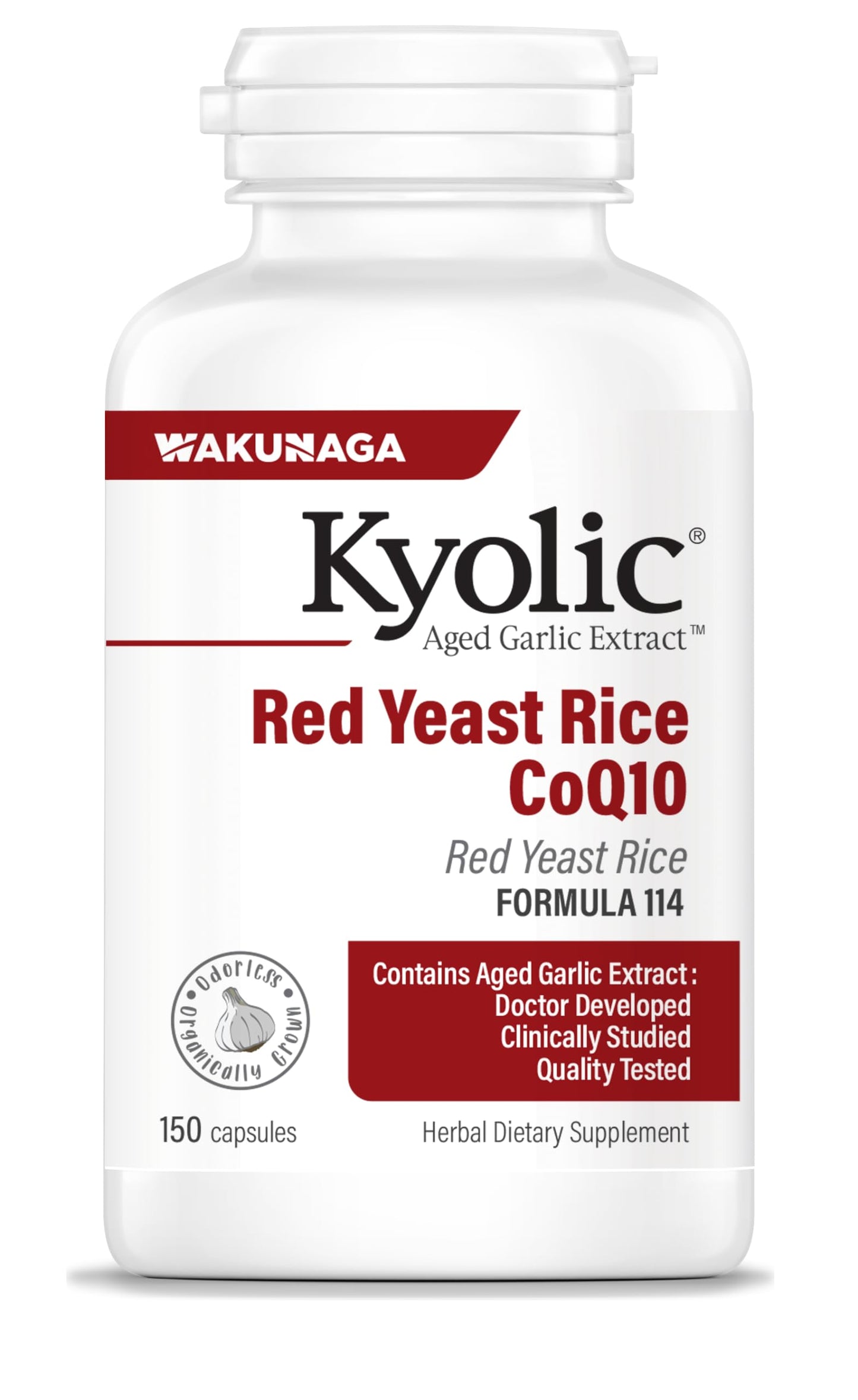 Kyolic Aged Garlic Extract Red Yeast Rice CoQ10 Formula 114, 150 Capsules