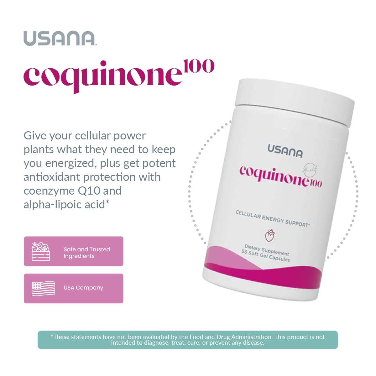 USANA CoQuinone 100 CoQ10 - Alpha-Lipoic Acid Capsule, 1 Count