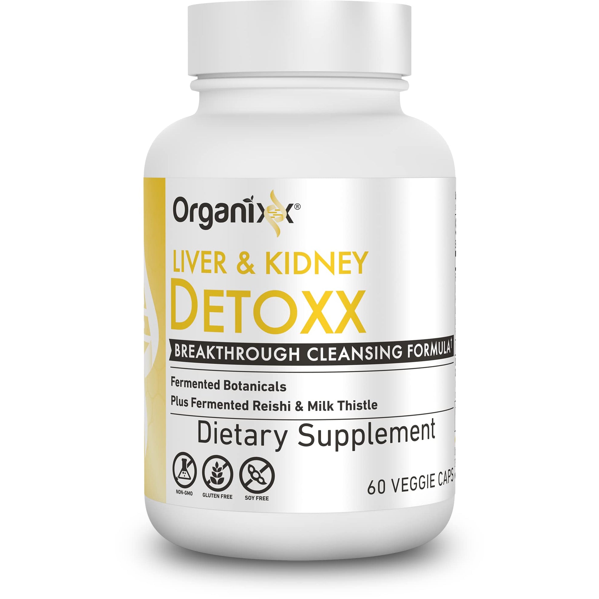 Organixx Kidney & Liver Support Cleanse Milk Thistle Reishi 60 Capsules