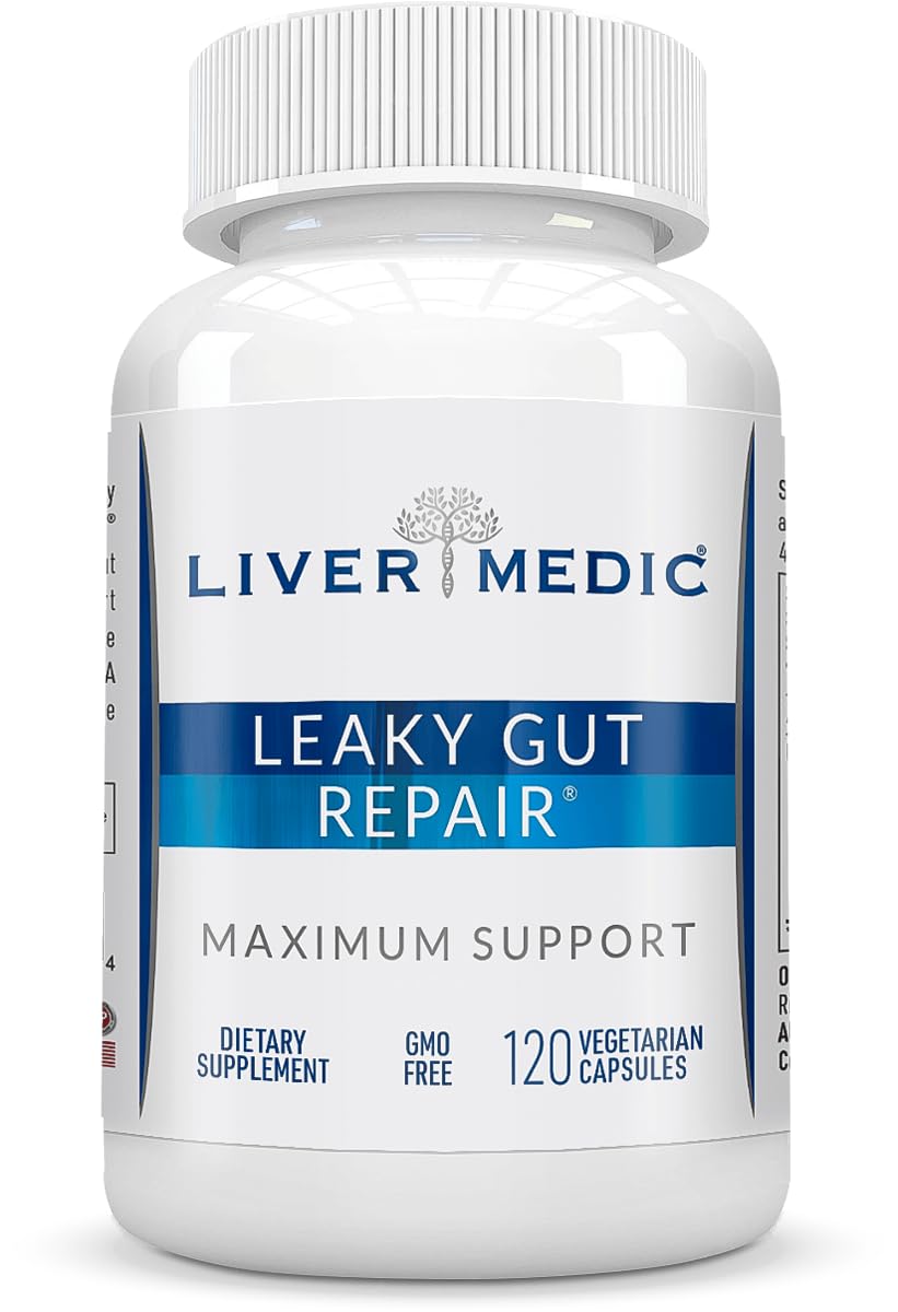Liver Medic Leaky Gut Repair Natural Gut Health Supplement with Glutamine Capsule, 120 Capsules