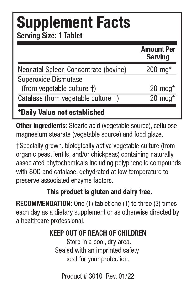 Biotics Research Cytozyme SP Neonatal Spleen Tablet 60 Count