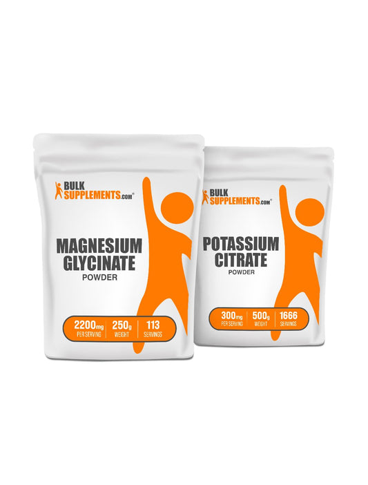 BulkSupplements Magnesium Glycinate + Potassium Citrate Bundle Powder 26.4