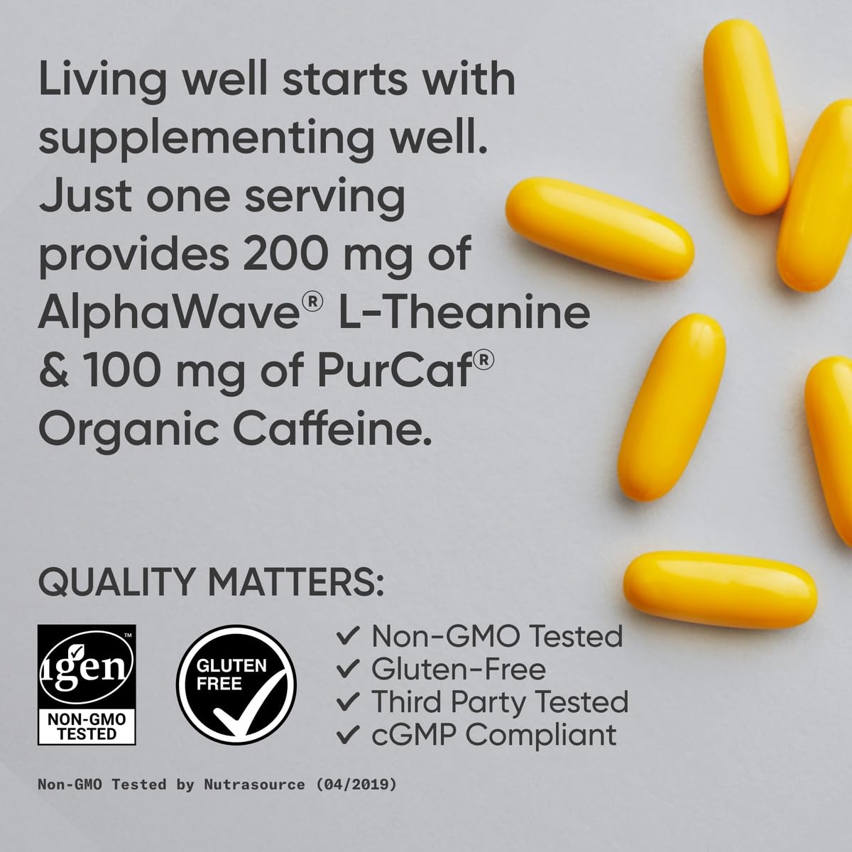 Sports Research L-Theanine Supplement with Caffeine & Coconut MCT Oil Softgels 60 Count