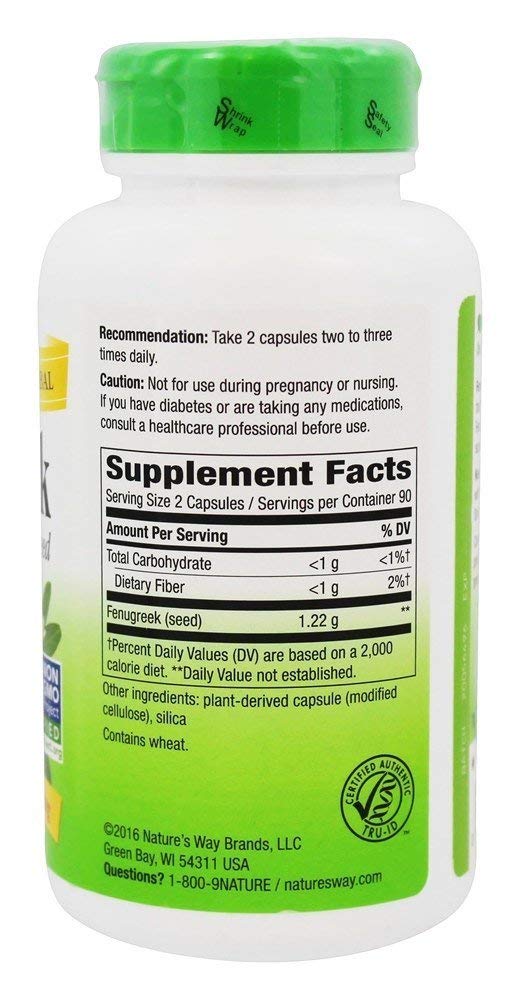 Nature's Way Fenugreek Seed 610 mg Capsules, 180