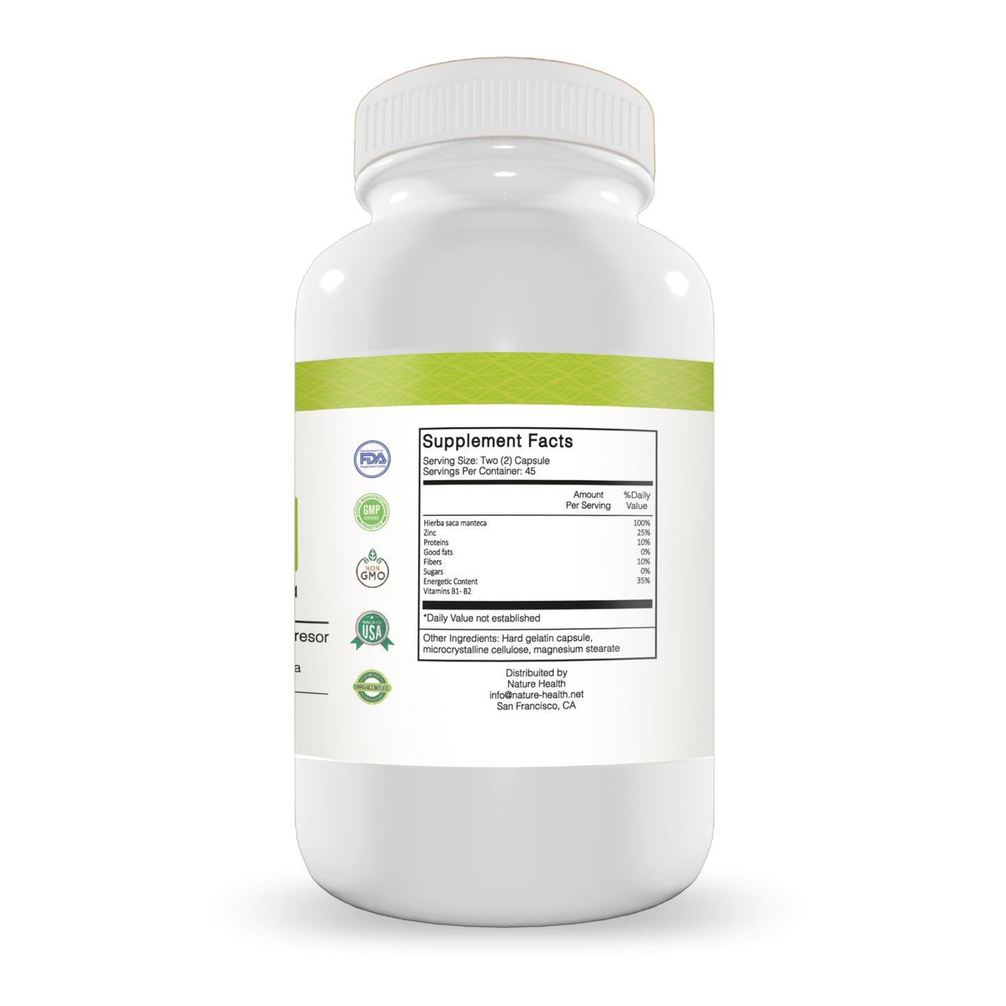 Nature Health Weight Loss Capsules with Herbs, B1 and B2 Vitamins, Protein and Fiber, 90 Count