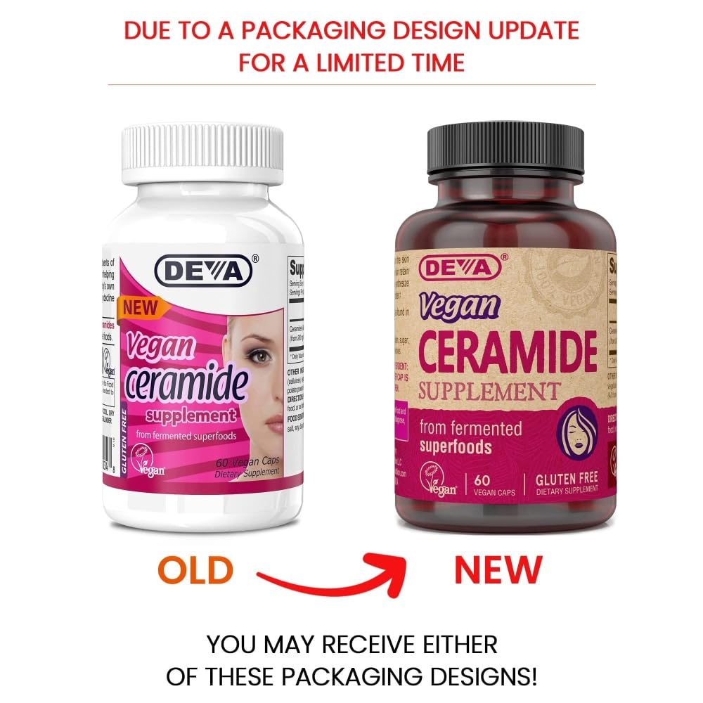 DEVA Vegan Vitamins Skin Restoring Ceramide Supplement Capsules, 60 Count