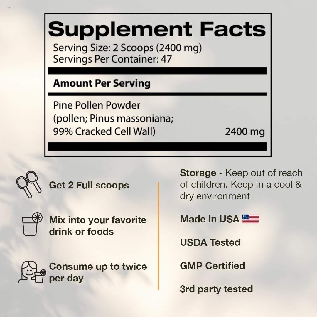 Samsara Herbs Pine Pollen 20:1 Concentrated Extract Powder, 4 Ounce