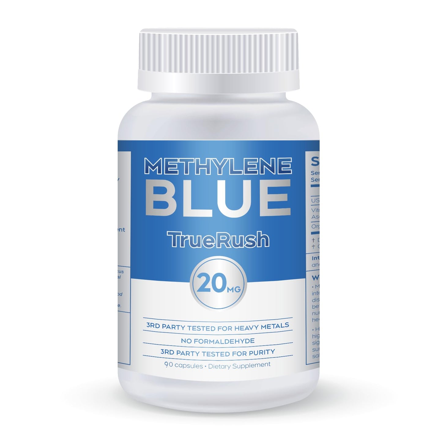 TrueRush Methylene Blue USP-Grade Capsules, 20mg, 90 Count