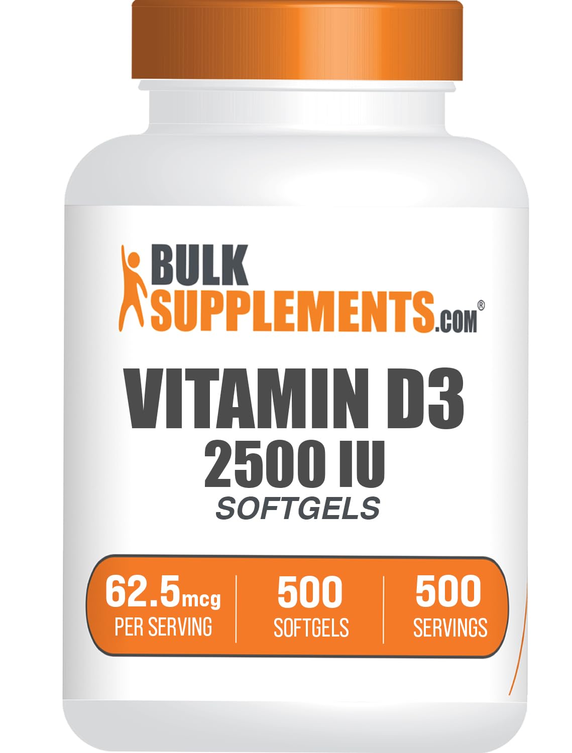 BulkSupplements Vitamin D3 2500IU Softgels, 500-Count