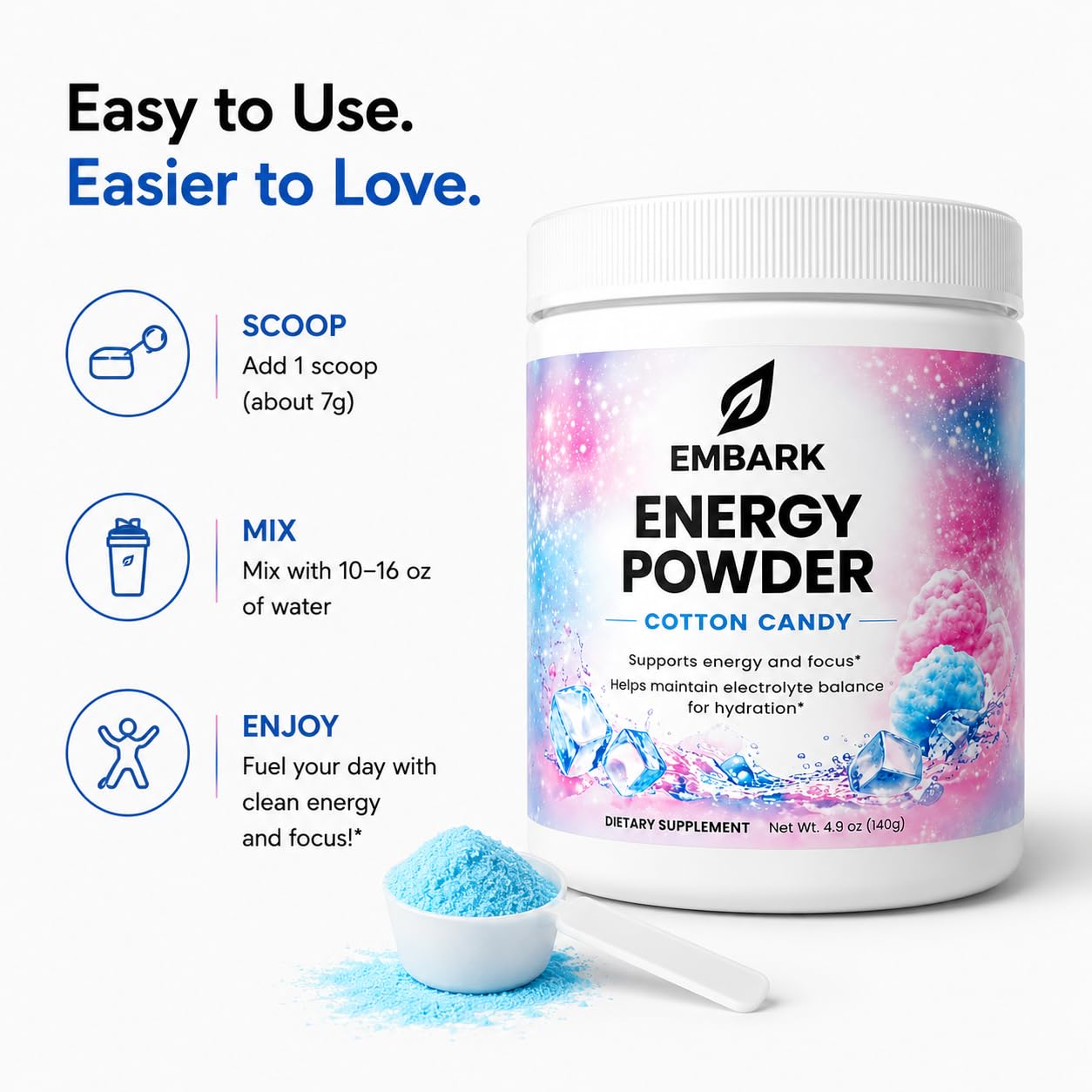 Generic Energy Powder Cotton Candy Powder, 4.9 Ounce