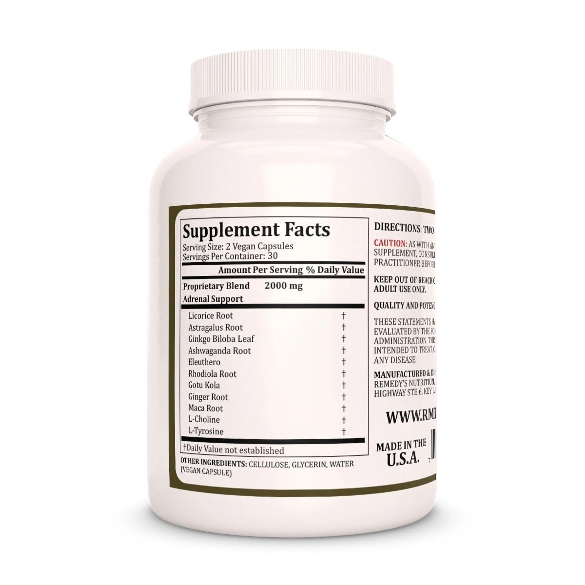 Remedy’s Nutrition Adrenal Support 1,000 mg Capsules 60 Count