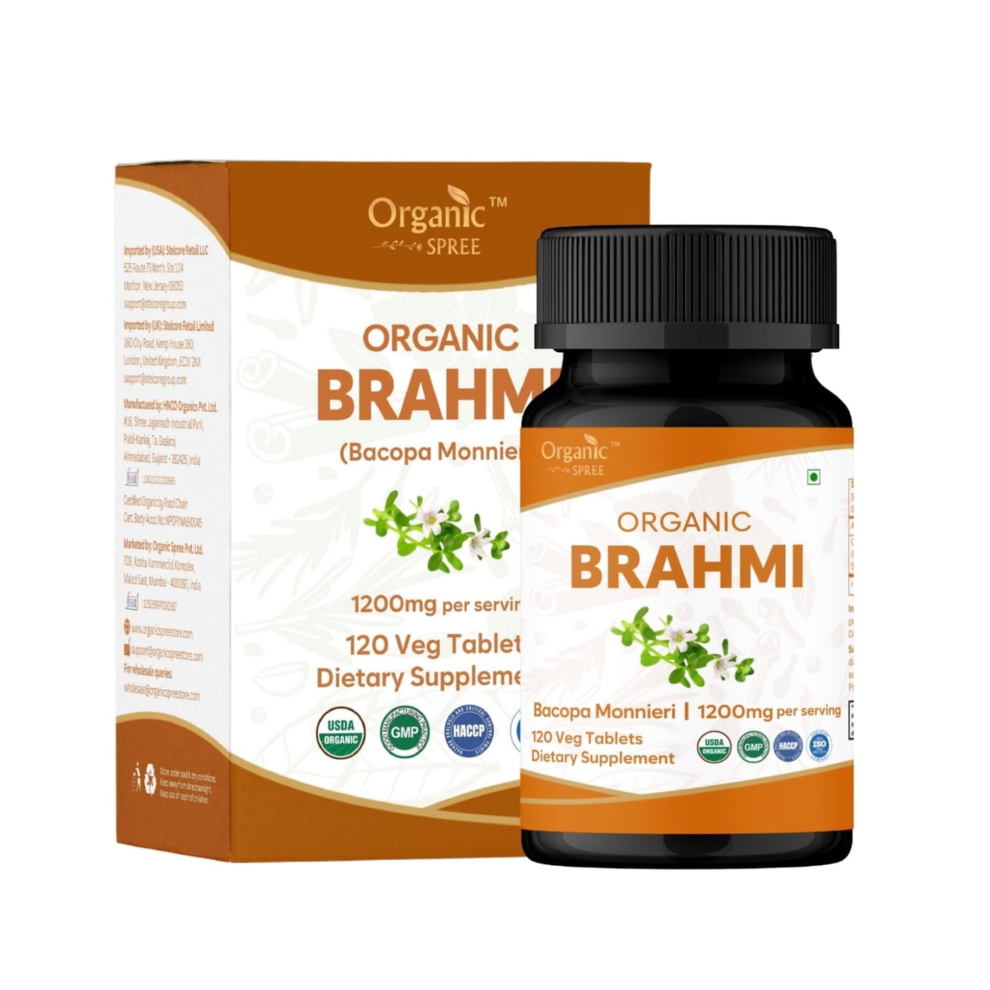 Organic Spree Brahmi Bacopa Monnieri 120 Tablets