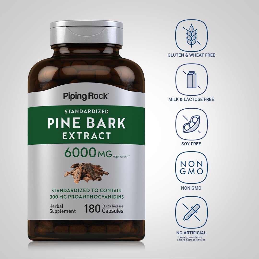 Piping Rock Pine Bark Extract Capsules 180 Count