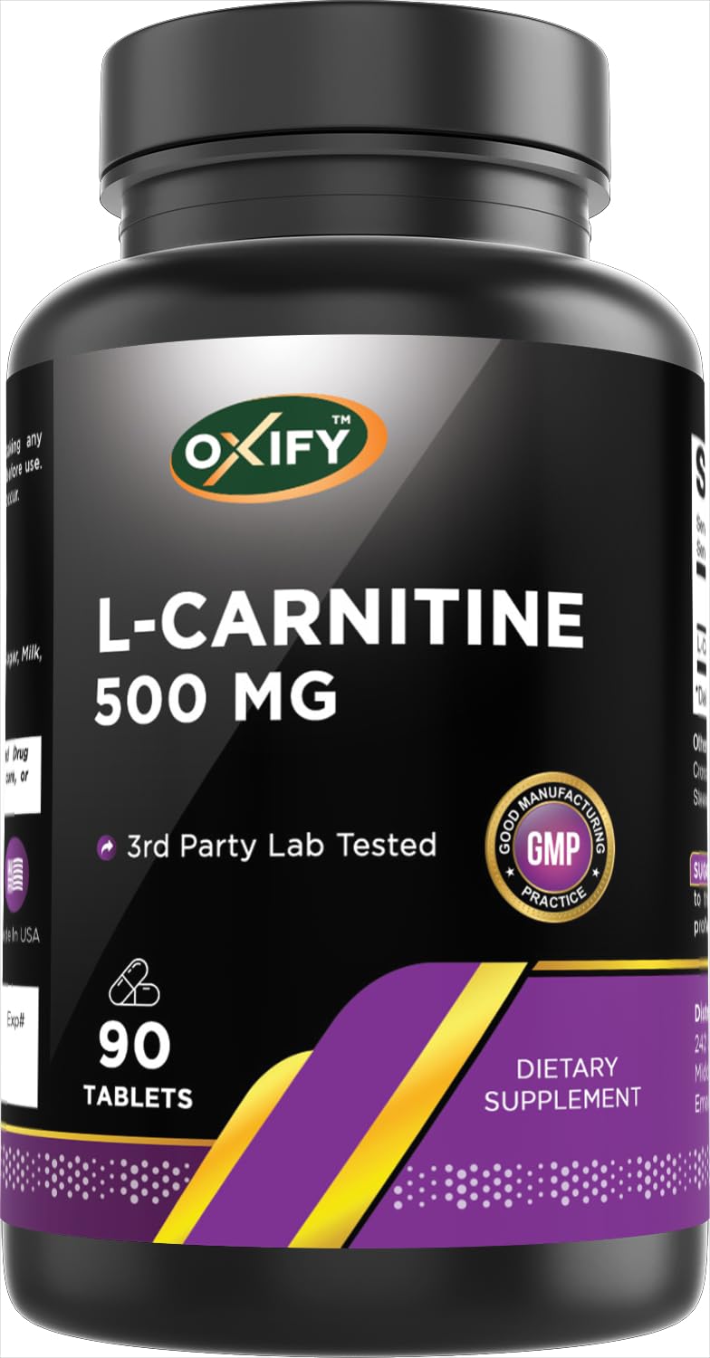 Oxify L-Carnitine 500 mg Tablets, 90 Count