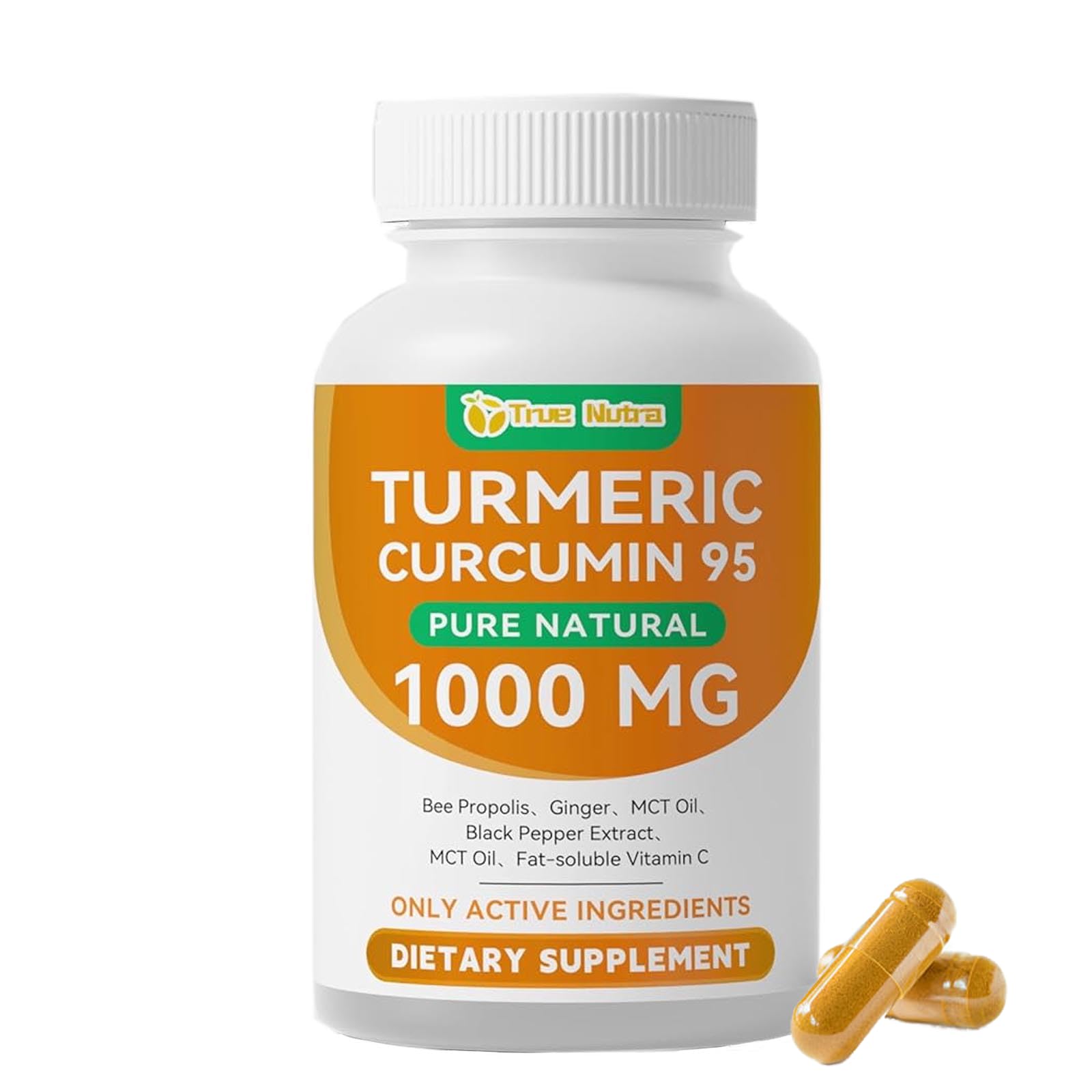 True Nutra Turmeric Curcumin Supplement 1000mg, 60 Capsules