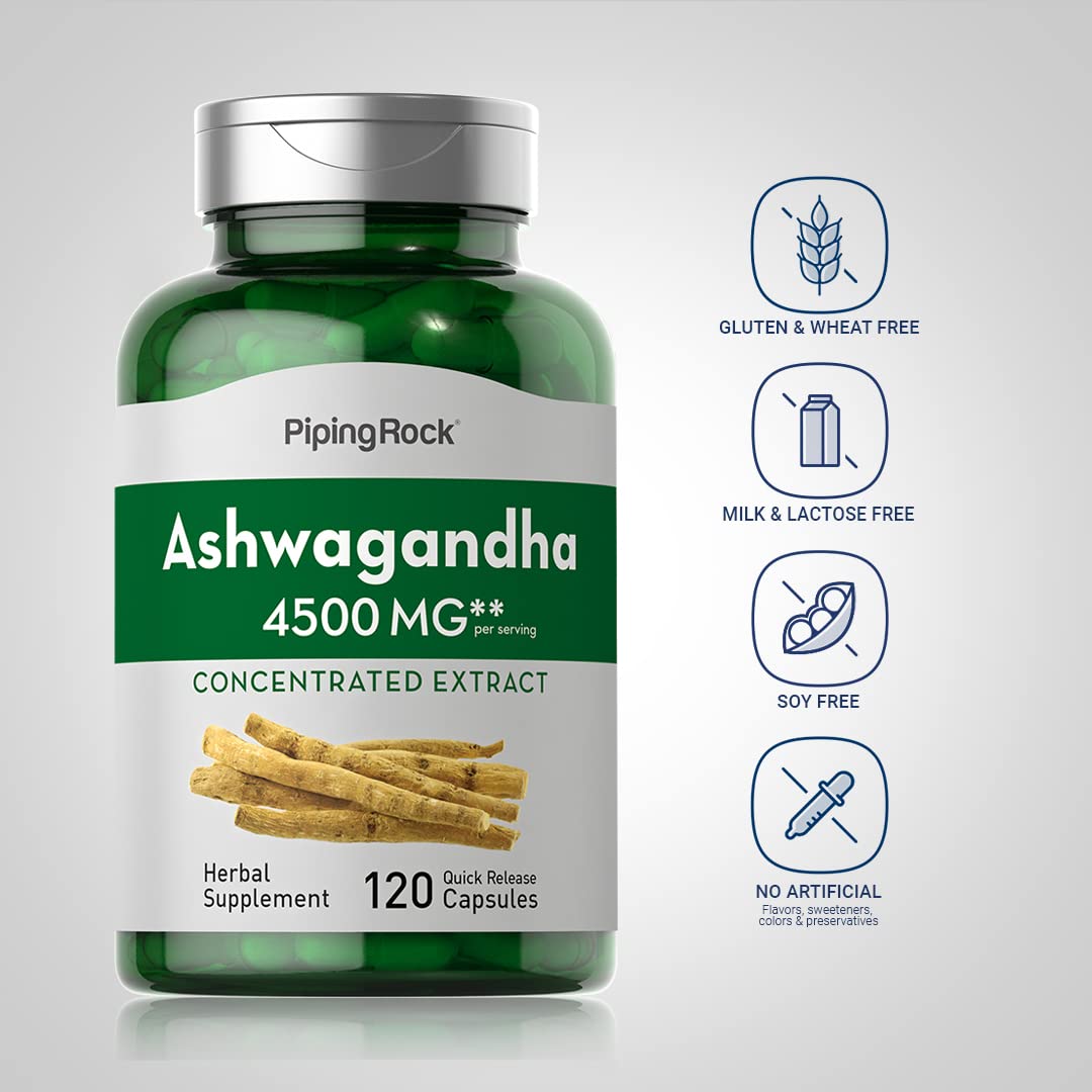 Piping Rock Ashwagandha with Black Pepper Extract Capsules, 120 Count